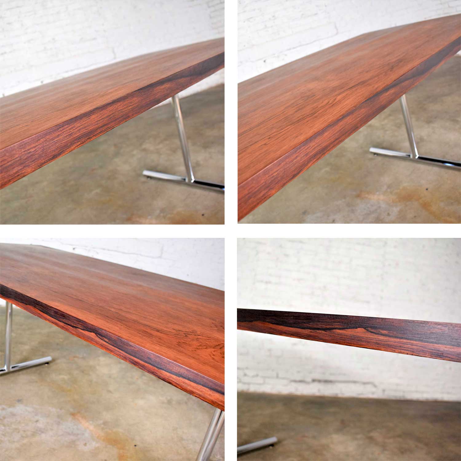 Omega Dining Table in Rosewood & Chrome Attributed to Hans Eichenberger
