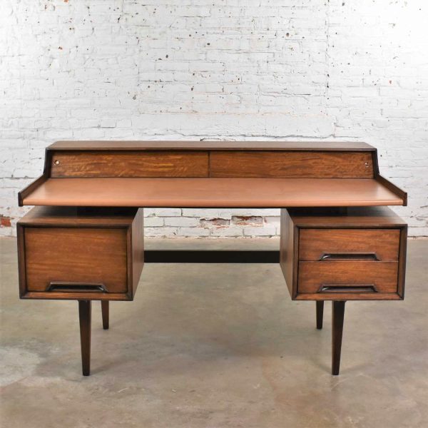 Milo Baughman for Drexel Perspective Mindoro and Faux Leather Floating Top MCM Desk