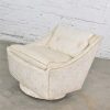 Vintage Art Deco Petite White Swivel Chair with Embroidered Leather by Oxford Ltd.