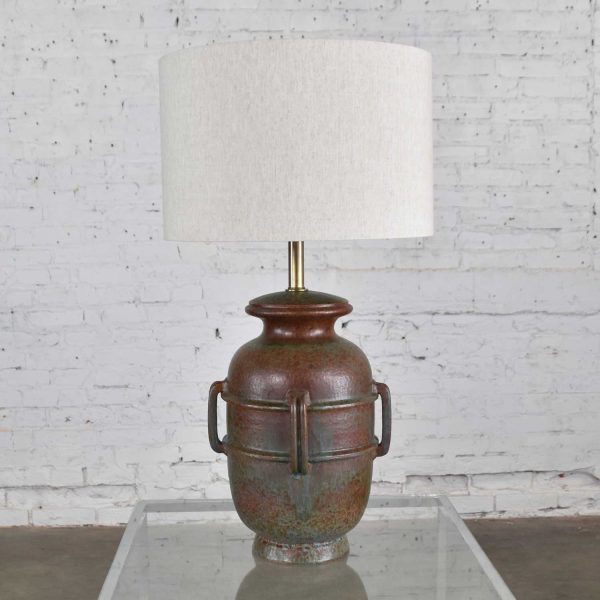 Mid-Century Modern Italian Green Pottery Lamp by Raymor Attributed to Alvino Bagni