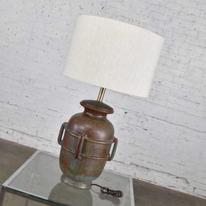 Mid-Century Modern Italian Green Pottery Lamp by Raymor Attributed to Alvino Bagni