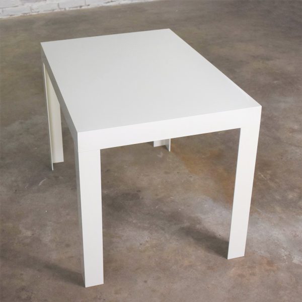 Vintage Modern White Molded Plastic Rectangular Parsons Style Side Table Style Syroco or Kartell