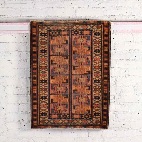 Vintage Geometric Wool Turkish Milas Style Hand Woven Rug 2’