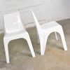 Pair Vintage Modern White Molded Plastic Chairs Style of Kartell 4850 by Castiglioni et al