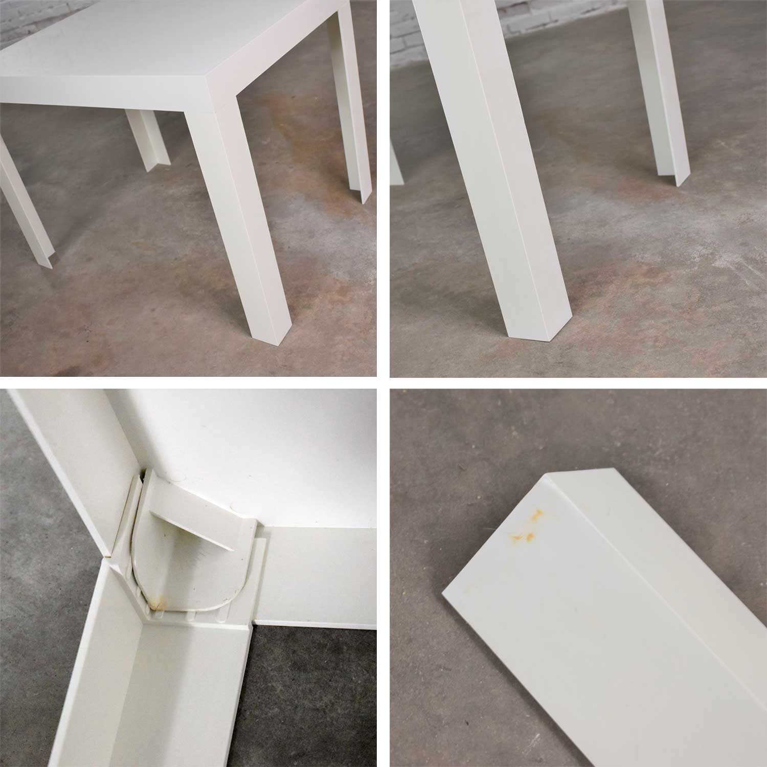Vintage Modern White Molded Plastic Rectangular Parsons Style Side Table Style Syroco or Kartell