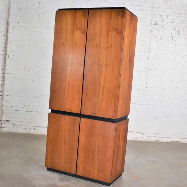 Vintage Modern Walnut Entertainment Cabinet Storage Armoire by Barzilay Furniture Mfg.