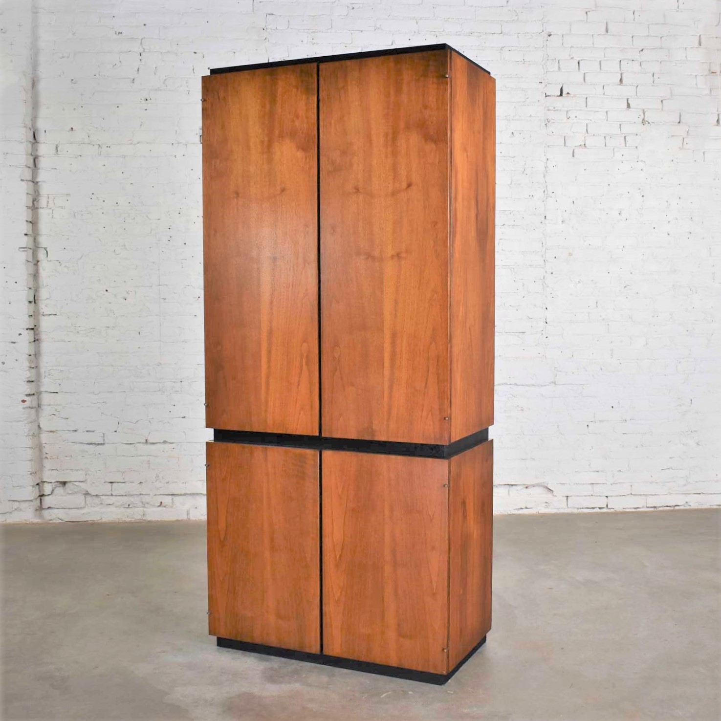 Vintage Modern Walnut Entertainment Cabinet Storage Armoire by Barzilay Furniture Mfg.