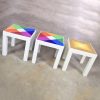 Trio of Mod Pop Art Plastic Parsons Style Square Side Tables Style Kartell or Syroco