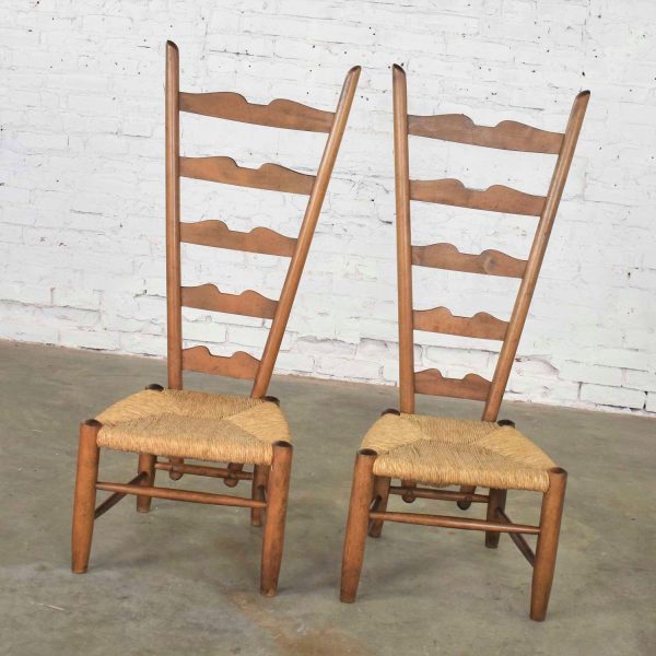 Pair of Vintage Italian Fireside Ladderback Chairs by Gio Ponti for Casa e Giardino