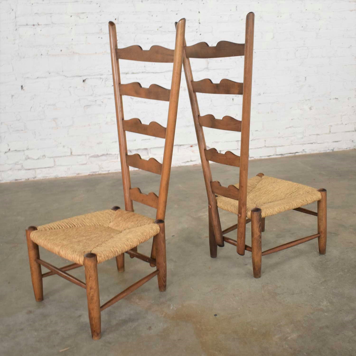 Pair of Vintage Italian Fireside Ladderback Chairs by Gio Ponti for Casa e Giardino