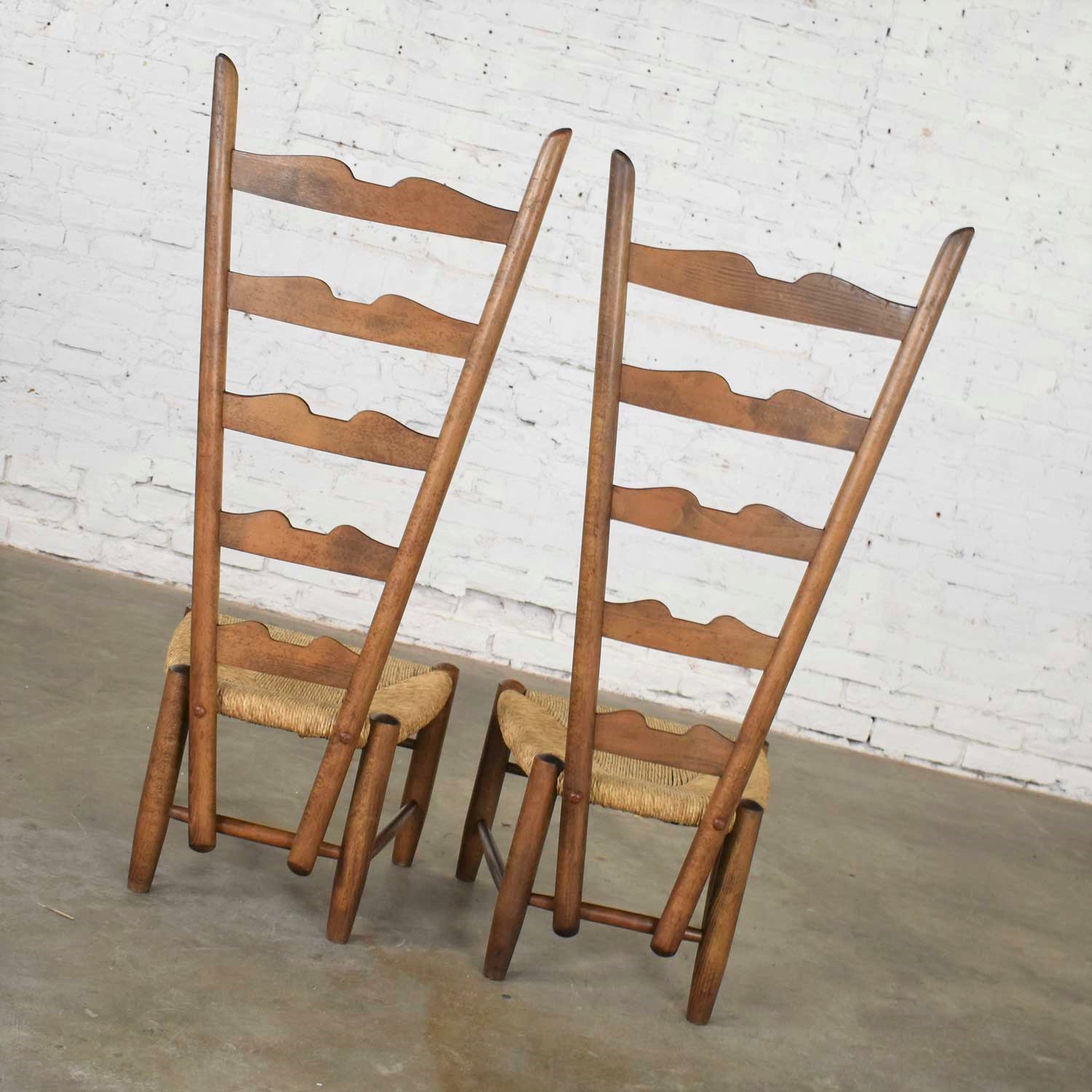 Pair of Vintage Italian Fireside Ladderback Chairs by Gio Ponti for Casa e Giardino