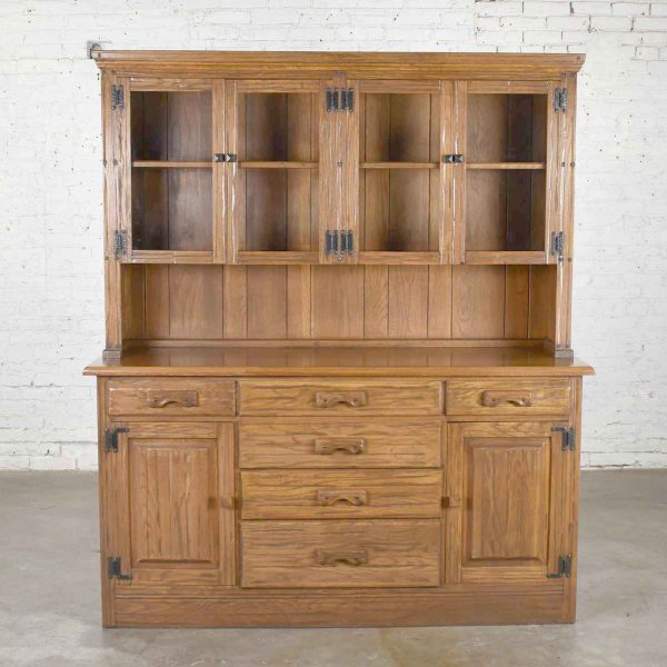 Vintage A. Brandt Ranch Oak Sideboard China Hutch Cabinet Western Rustic