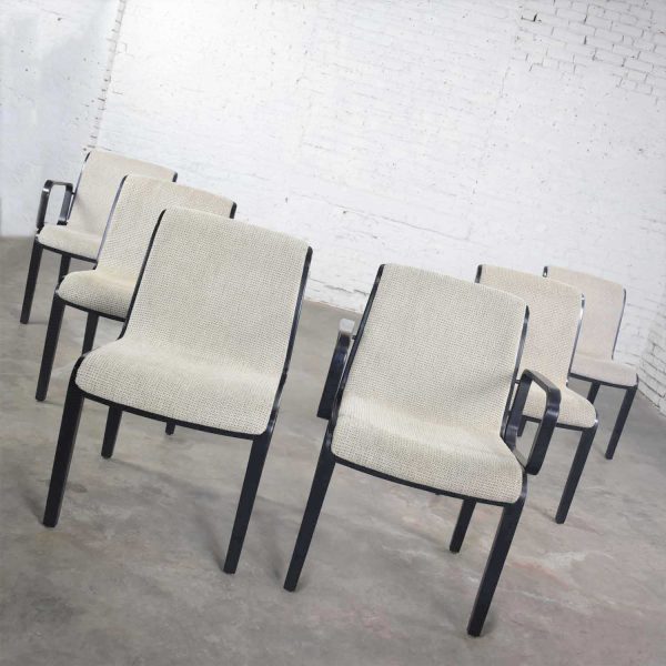 Vintage Mid-Century Modern Knoll 1300 Series Dining Chairs by Bill Stephens Set 6 Black