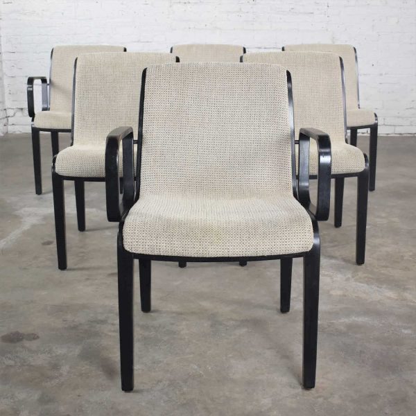 Vintage Mid-Century Modern Knoll 1300 Series Dining Chairs by Bill Stephens Set 6 Black