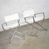 MCM Campaign Style Directors Chairs White & Chrome Attributed Daystrom Style of Milo Baughman