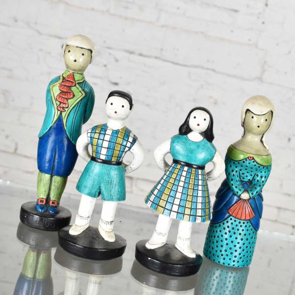 Sylvia Hood Marked Original Vintage Idyllic Family Chalkware Figurines Circa 1960-1965