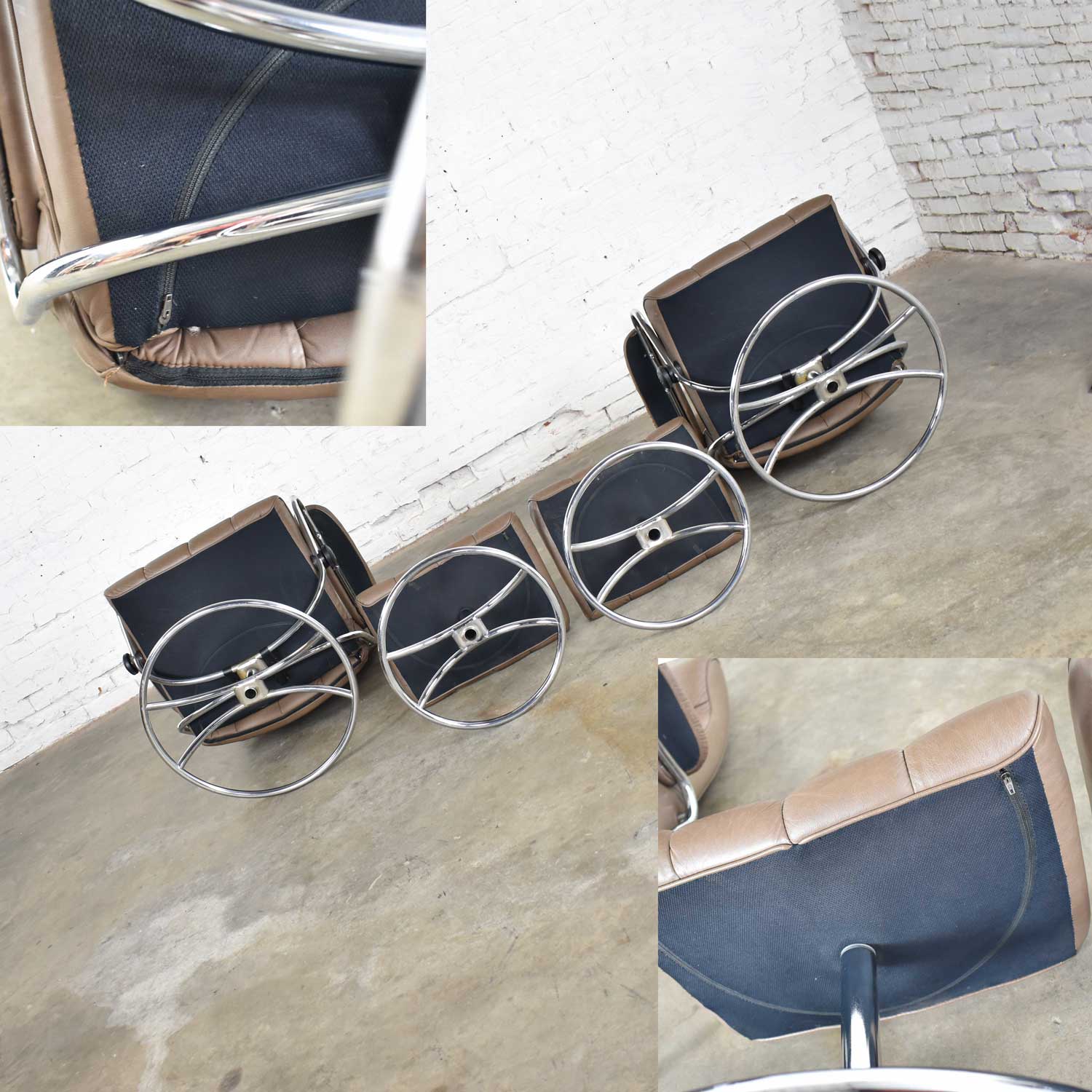 Ekornes Stressless Scandinavian Modern Pair Lounge Chairs & Ottomans Leather Chrome 1971-1994