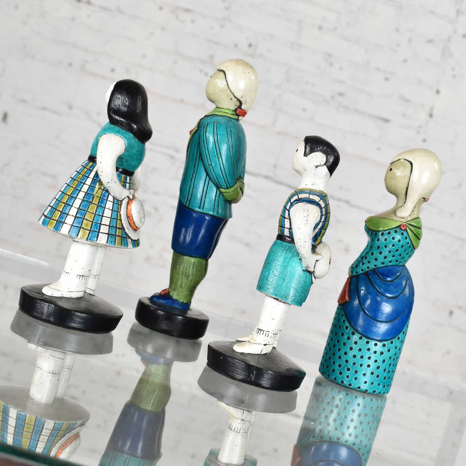 Sylvia Hood Marked Original Vintage Idyllic Family Chalkware Figurines Circa 1960-1965