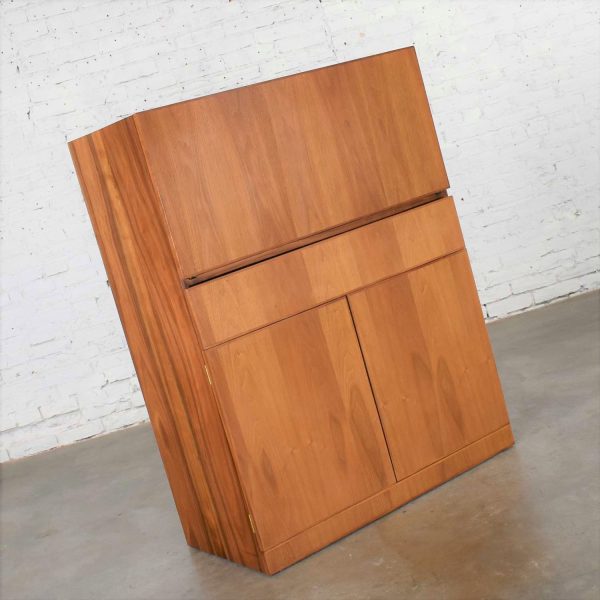 Vintage Scandinavian Modern Teak Drop Front Desk Secretary in a Box 1960-2000