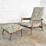 MCM Scandinavian Modern Style High Back Lounge Chair & Ottoman Attributed to Home Chair Company 1950-1960