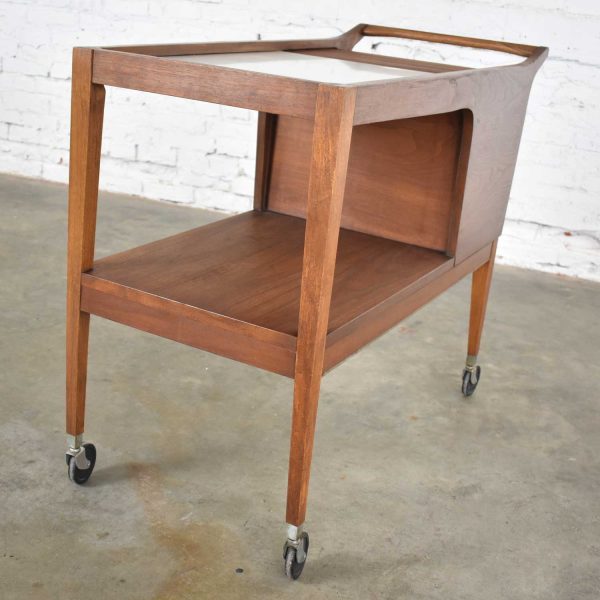 MCM Arthur Umanoff for Cavalier Dimension Group Rolling Server Bar Cart Walnut 1960s