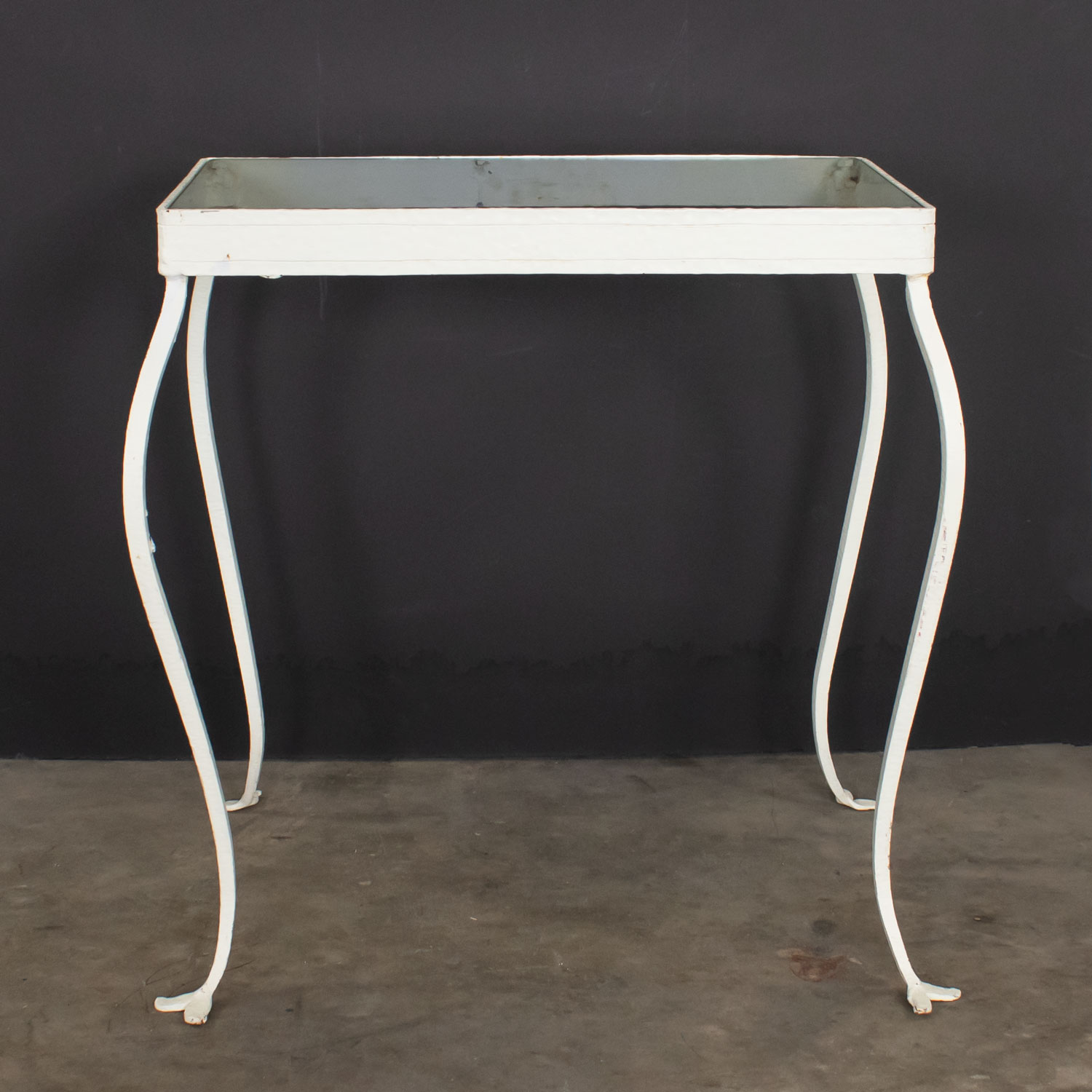 Vintage Hand Wrought Iron Rectangle Glass Top Side Table