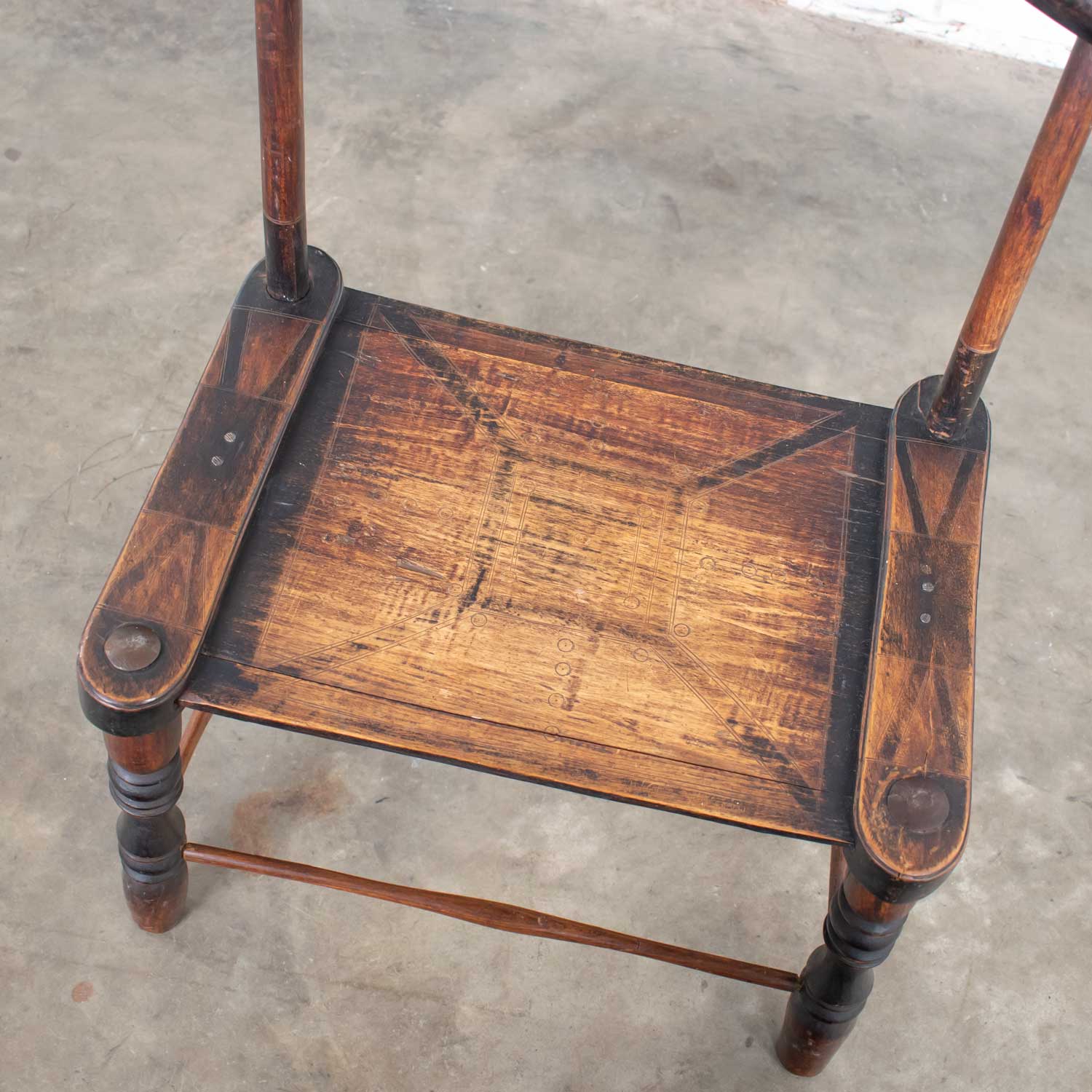 African Vintage Hand Carved Baule Tribal Low Chair Yoke Back