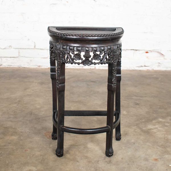 Vintage Asian Half Moon Console Table or Stand