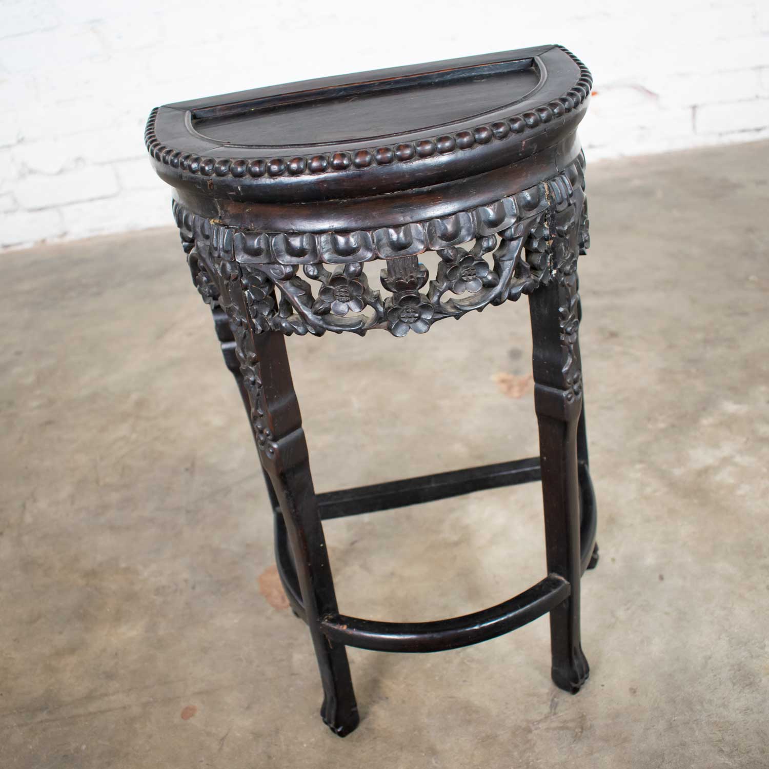 Vintage Asian Half Moon Console Table or Stand