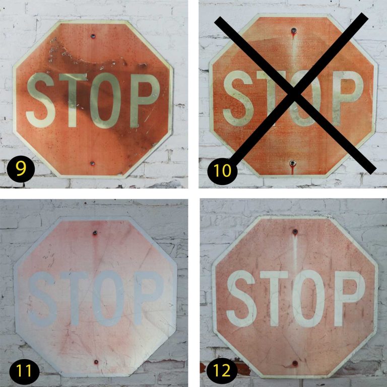 Twelve Vintage Metal Stop Signs warehouse 414