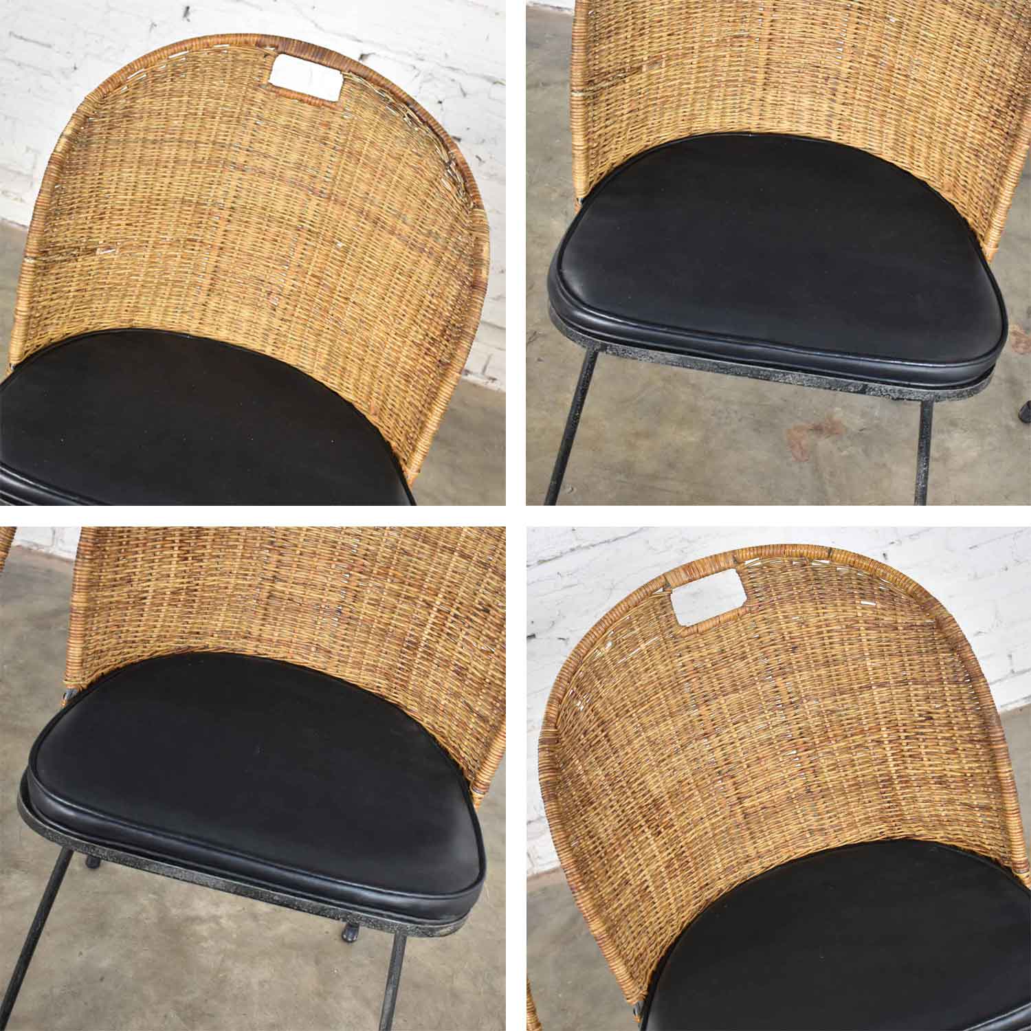 Mid Century Modern Iron & Wicker Pair of Neva-Rust Chairs by Maurizio Tempestini for Salterini