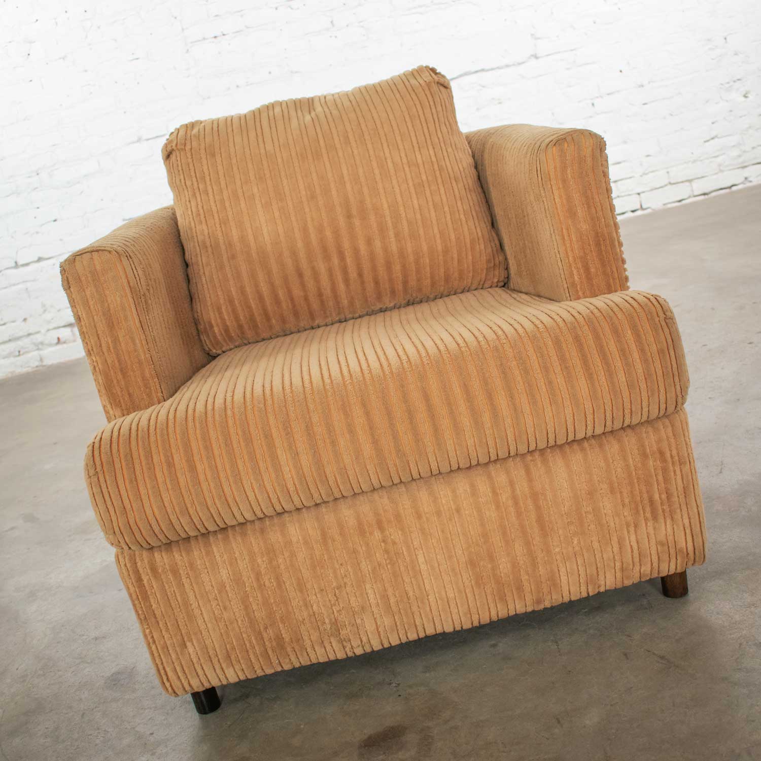 Modern Tub Lounge Chair with Camel Colored Wide Wale Corduroy Style of Harvey Probber