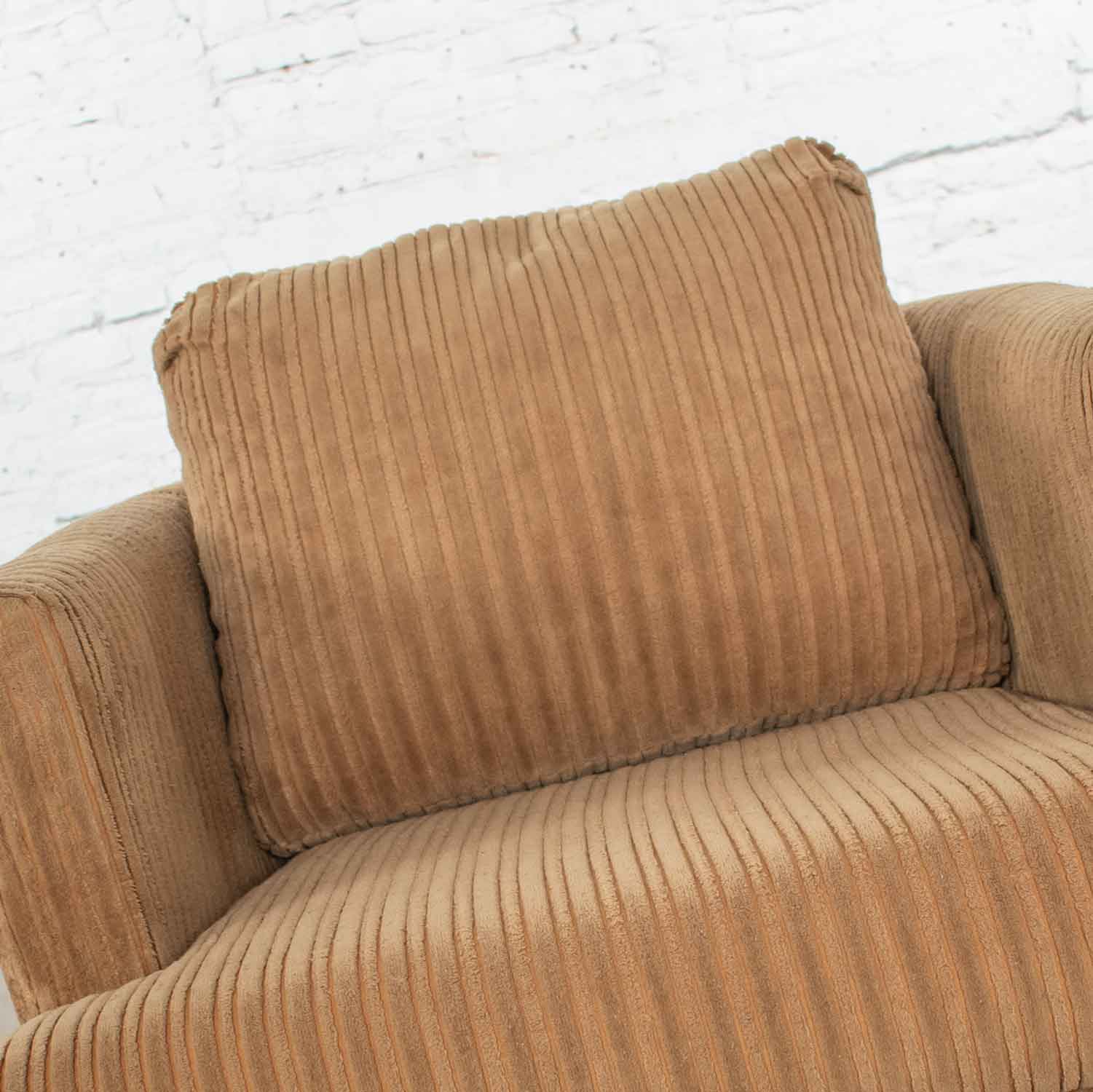 Modern Tub Lounge Chair with Camel Colored Wide Wale Corduroy Style of Harvey Probber