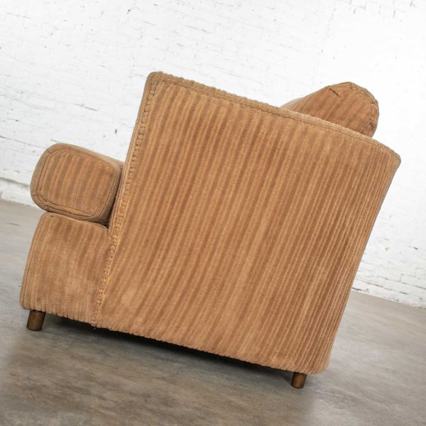 Modern Tub Lounge Chair with Camel Colored Wide Wale Corduroy Style of Harvey Probber