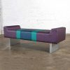 Postmodern Bench Purple Vinyl & Brushed Aluminum Bases After the Memphis Group