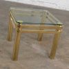 Vintage Modern Brass & Glass Side End Table with Glass Top Style Pace or Springer