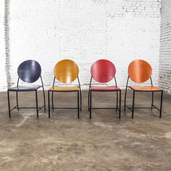 Vintage Postmodern Dakota Jackson Vik - Ter Dining Chairs Red Yellow Orange Blue