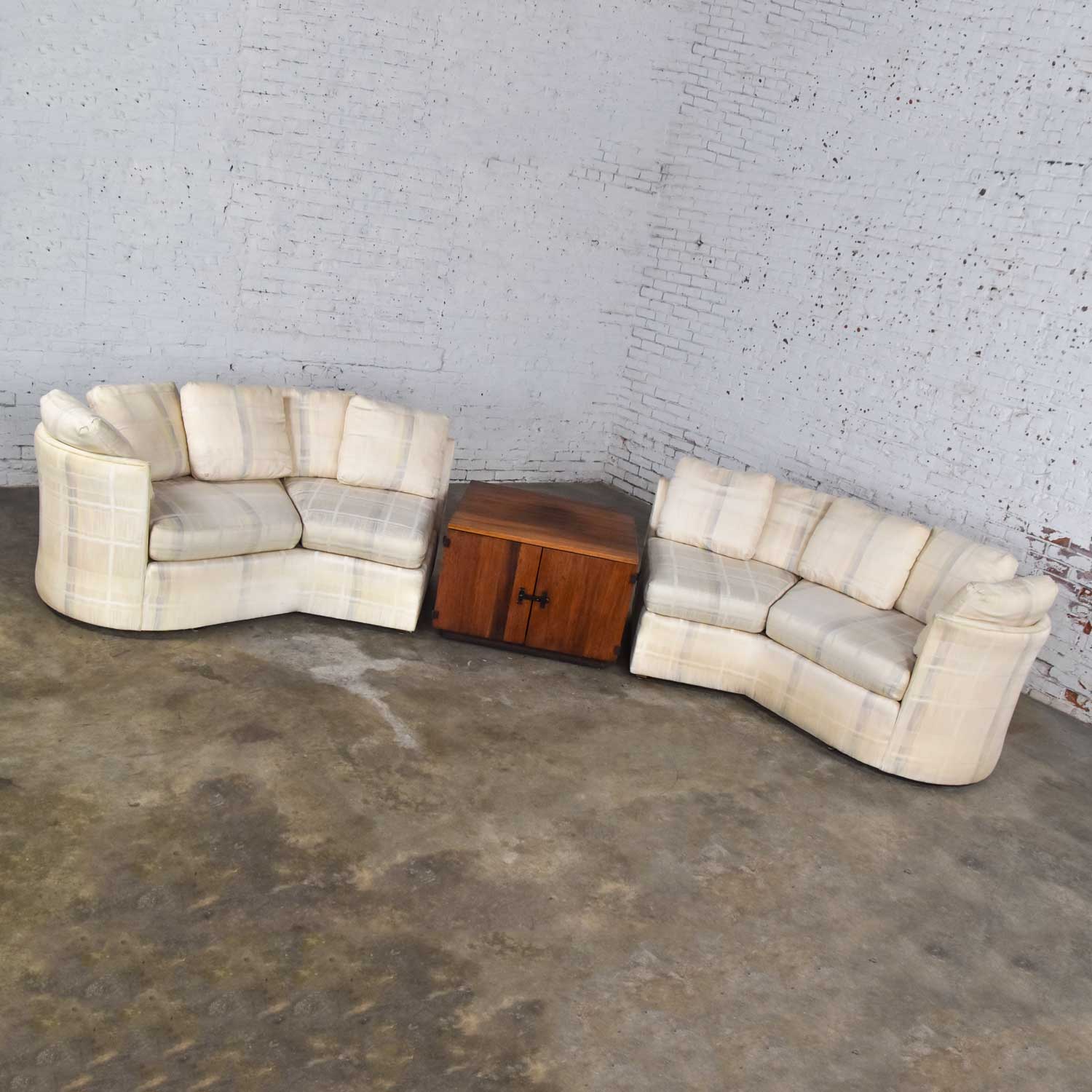 Vintage Modern or Art Deco Revival Two Piece Angled Sectional Sofa by Dansen for Hekman