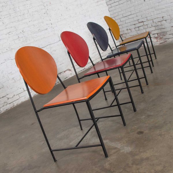 Vintage Postmodern Dakota Jackson Vik - Ter Dining Chairs Red Yellow Orange Blue