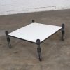 Post-Modern White Laminate & Metal Low Coffee Table or End Table on Casters Style Brian Kane