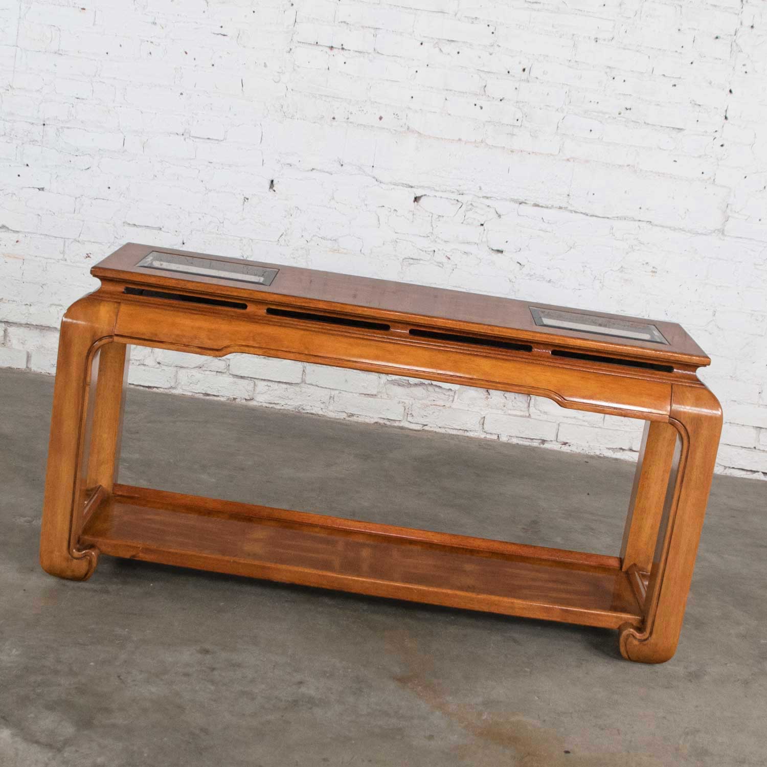 Chinoiserie Chow Leg Ming Style Sofa Console Table Attributed to Schnadig Intl. Furniture