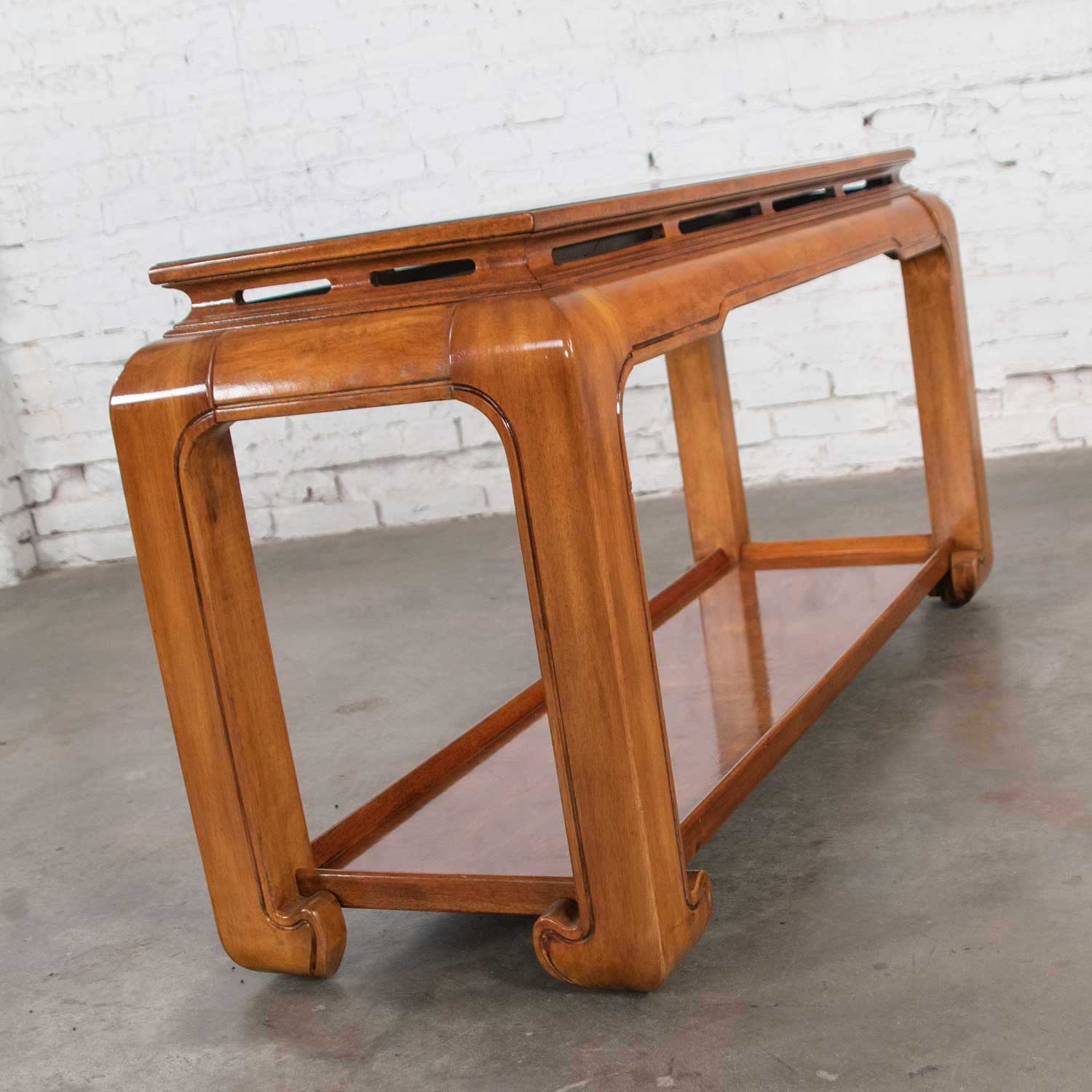 Chinoiserie Chow Leg Ming Style Sofa Console Table Attributed to Schnadig Intl. Furniture