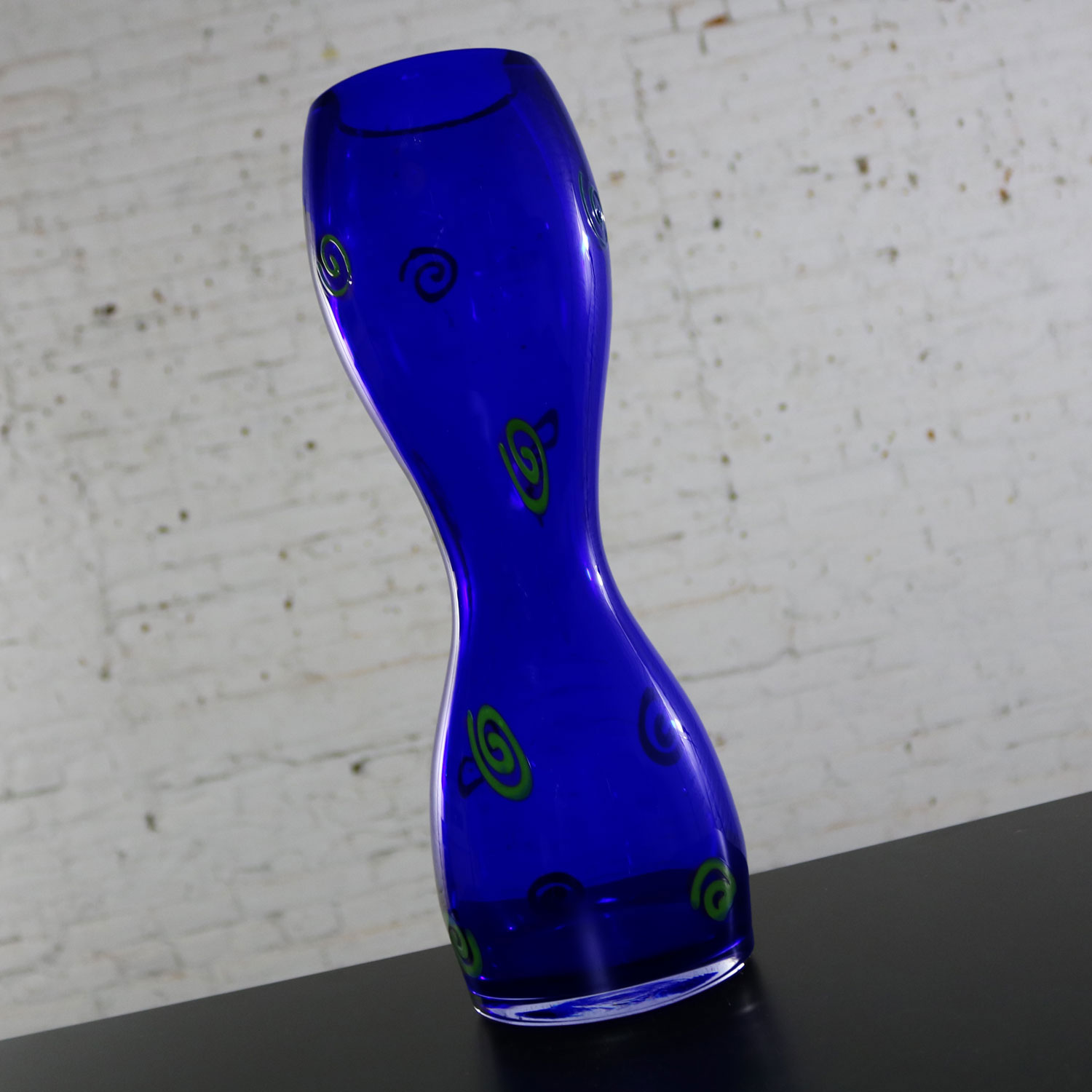 Czech Cobalt Hourglass Art Glass Vase Shafaq Malik Ahmed for Barovier & Toso
