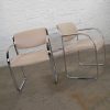 Modern Pair Off White and Chrome Accent or Dining Armchairs by Steelcase