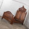 Antique Victorian Walnut & Burl Walnut Tall Lincoln Style Full Size Bed