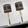 Modern Hollywood Regency Lucite & Brass Plate Lamps Black Shades a Pair Style Karl Springer