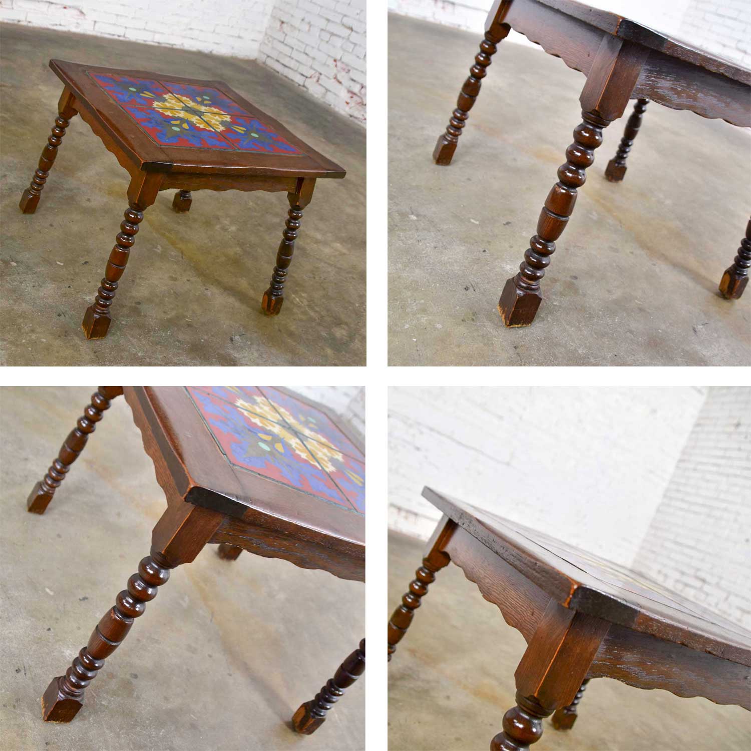 Catalina California Taylor or Mission Arts & Crafts Style Spanish Tile Top Side or End Table
