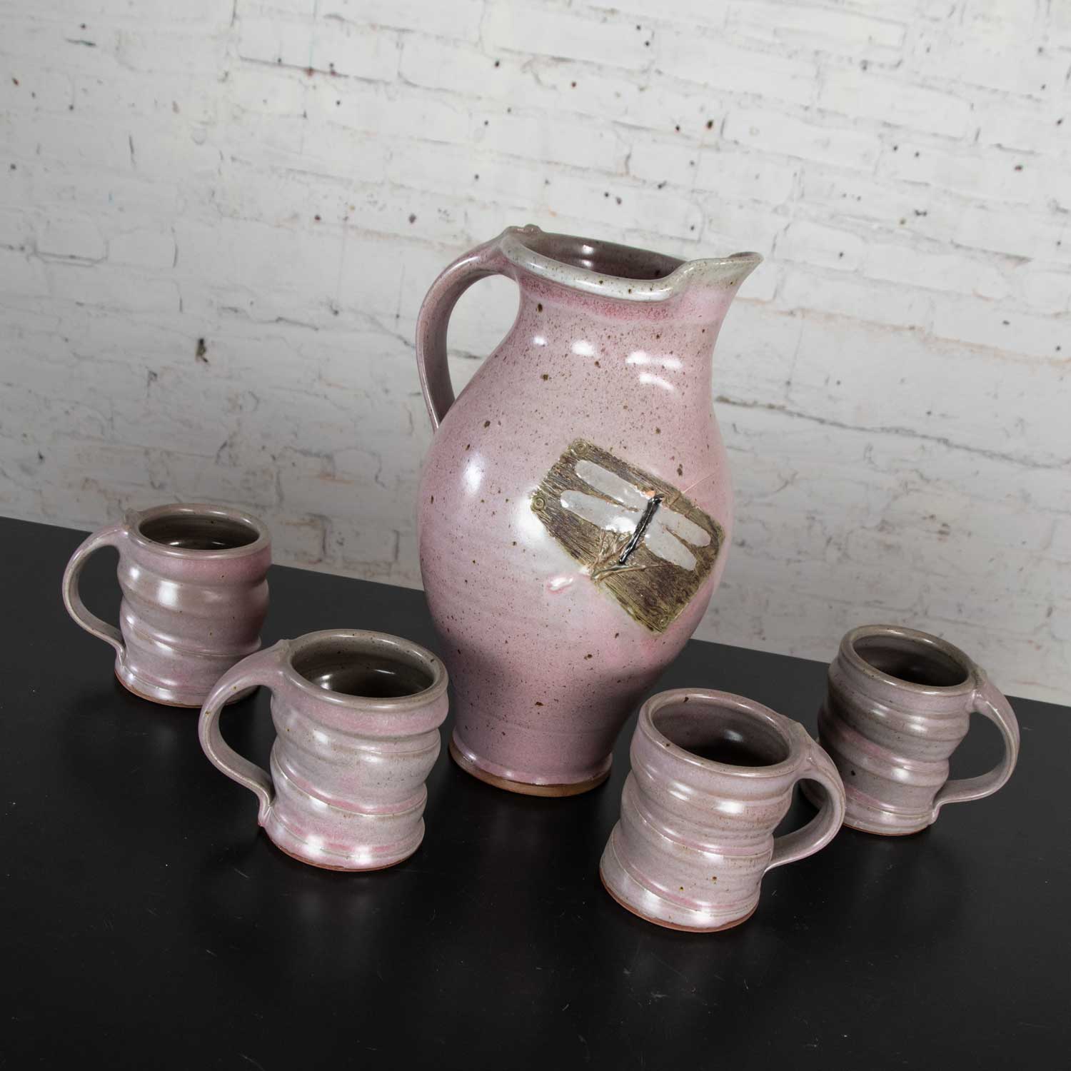 Purple Ceramic Handmade Hot Chocolate Set 1 Pitcher & 4 Cups