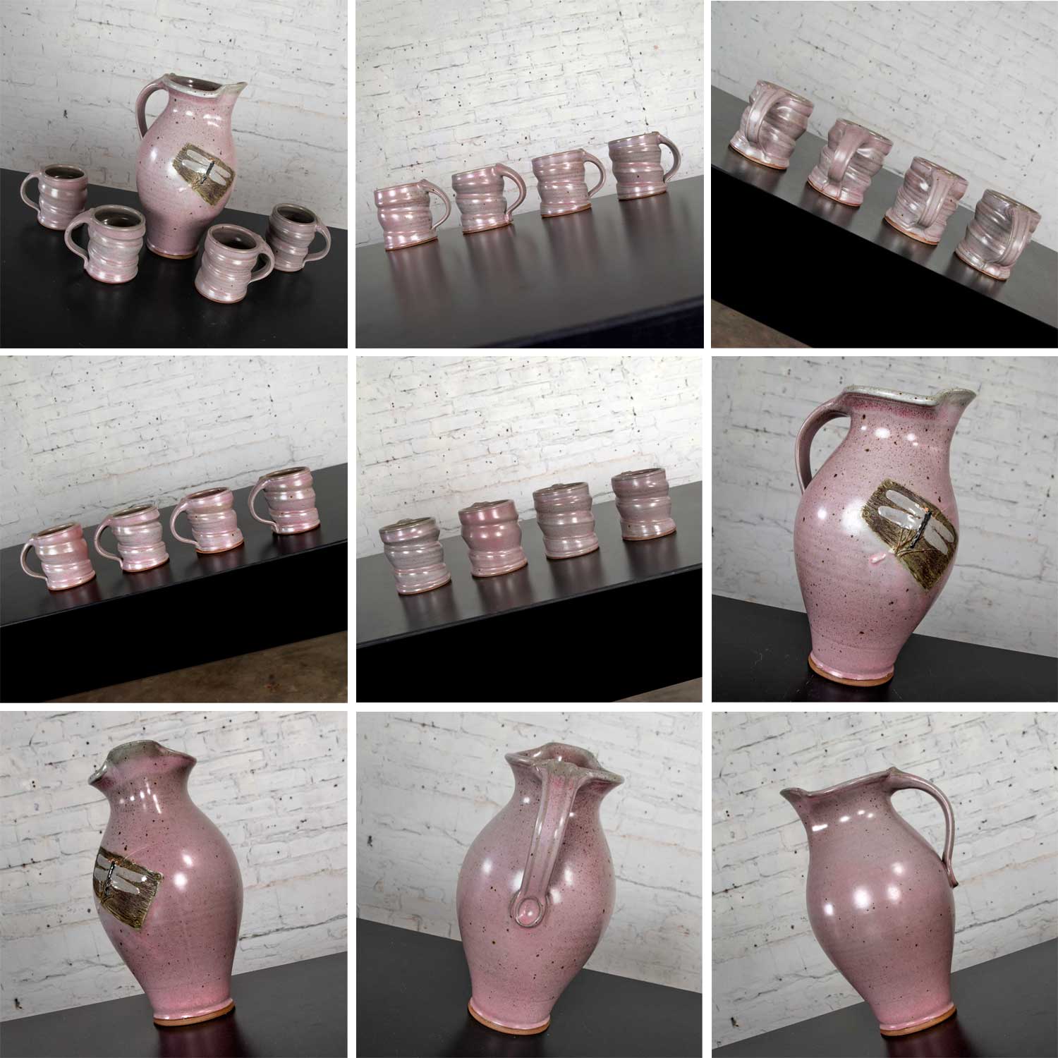 Purple Ceramic Handmade Hot Chocolate Set 1 Pitcher & 4 Cups