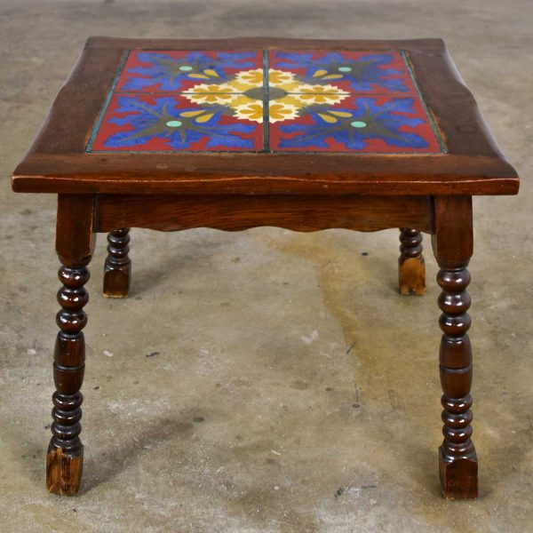 Catalina California Taylor or Mission Arts & Crafts Style Spanish Tile Top Side or End Table